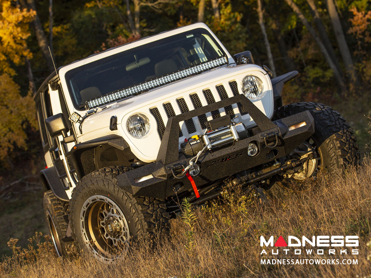 Jeep Wrangler JL Trailchaser Front Steel Bumper w/ Aluminum Fender Flares - Option 9 - Carbon Steel